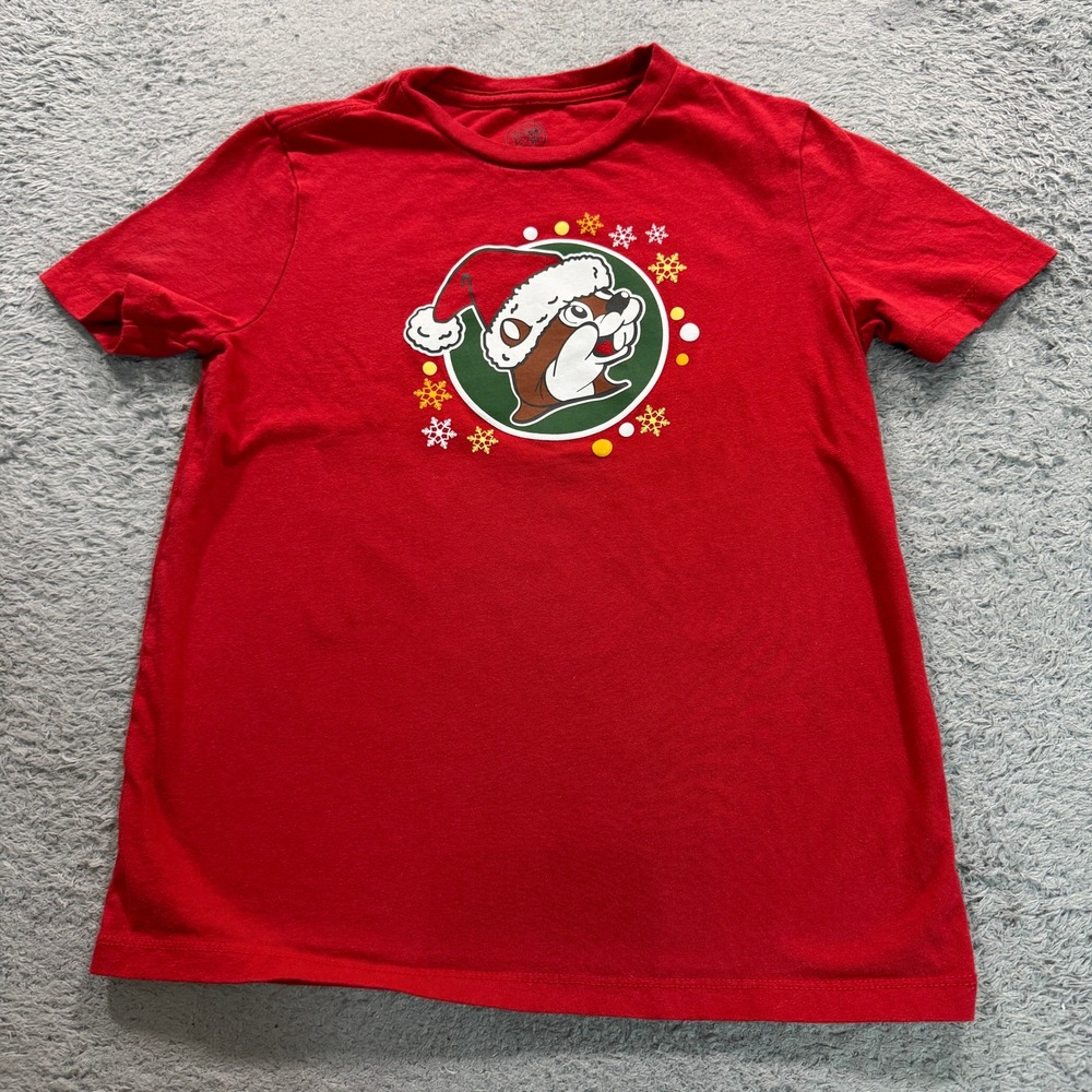 Buc-ee's Youth Believe in the Magic of Christmas T Shirt Medium Red Nutcracker